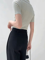 Load image into Gallery viewer, Wide Rib Collar Top in Green