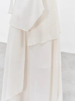 Load image into Gallery viewer, Asymmetric Layered Maxi Dress + Neck Drape in Cream