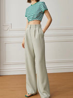 Load image into Gallery viewer, Classic High Waist Hook Wide Leg Trousers in Green
