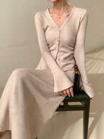 Load image into Gallery viewer, Cardigan + Maxi Mermaid Skirt in Oat