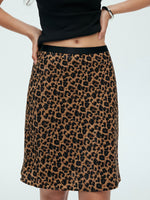 Load image into Gallery viewer, Leopard Print Mid Slip Skirt in Brown