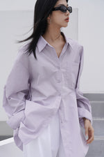 Load image into Gallery viewer, Classic Oversized Pocket Shirt in Purple