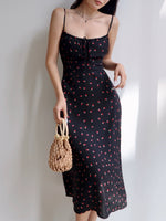 Load image into Gallery viewer, Boysenberry Printed Midi Dress in Black