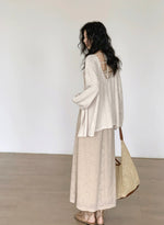 Load image into Gallery viewer, Tie Back Relaxed Knit Shirt in Beige