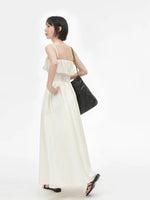 Load image into Gallery viewer, 2-Way Bustier Pocket Maxi Dress in Cream