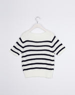 Load image into Gallery viewer, Korean Light Knit Striped Top in White/Black