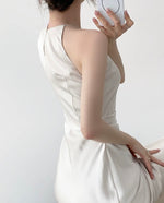 Load image into Gallery viewer, Gathered Flute Hem Dress in Cream