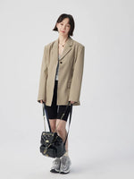 Load image into Gallery viewer, Structured Pocket Blazer in Khaki
