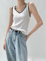 Load image into Gallery viewer, Contrast Edge Knit Tank Top in White