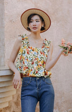Load image into Gallery viewer, Floral Gathered Strap Bubble Top in Multi
