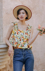 Load image into Gallery viewer, Floral Gathered Strap Bubble Top in Multi