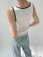 Load image into Gallery viewer, Contrast Edge Knit Tank Top in White