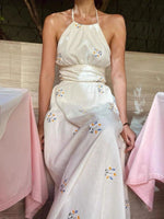 Load image into Gallery viewer, Tie Back Floral Pocket Maxi Dress in White