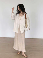 Load image into Gallery viewer, Tie Back Relaxed Knit Shirt in Beige