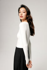 Load image into Gallery viewer, Ribbed Button Top in White