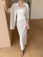 Load image into Gallery viewer, Cotton Linen Shirt + Skirt Set in Beige