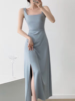 Load image into Gallery viewer, Tailored Sleeveless Slit Midi Dress in Blue