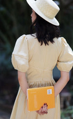 Load image into Gallery viewer, Puff Sleeve Midi Dress in Yellow