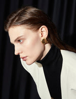 Load image into Gallery viewer, Matte Square Curve Earrings in Gold