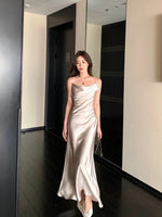 Load image into Gallery viewer, Gathered Cami Satin Gown in Champagne