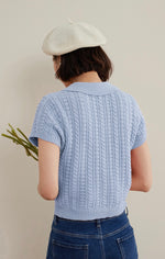Load image into Gallery viewer, Knitted Polo Blouse in Cream