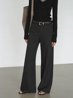 Load image into Gallery viewer, Classic Wide Leg Tailored Trousers in Black