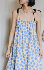 Load image into Gallery viewer, Polka Tie Strap Maxi Dress in Blue/Cream