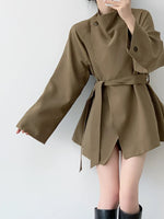 Load image into Gallery viewer, Wrap Tie Short Trench Coat in Khaki