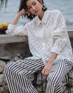 Load image into Gallery viewer, Sheer Checkered Shirt in White