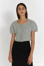 Load image into Gallery viewer, Korean Monche Alpaca Wool Short Cardigan Top in Grey