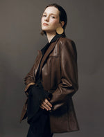 Load image into Gallery viewer, Classic Leather Blazer in Brown