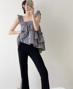 Load image into Gallery viewer, Checked Layered Babydoll Top in Black