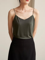 Load image into Gallery viewer, Classic V Neck Silky Camisole in Olive