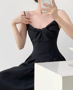 Load image into Gallery viewer, Twist Pocket Cami Maxi Dress in Black