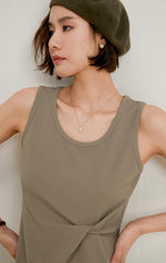 Load image into Gallery viewer, Twist Detail Sleeveless Dress in Khaki