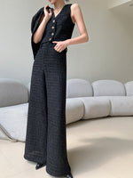 Load image into Gallery viewer, Tweed Contrast Button Vest in Black