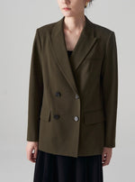Load image into Gallery viewer, Double Breasted Oversized Blazer in Olive Green