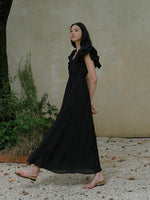 Load image into Gallery viewer, Textured Tier Sleeve Maxi Dress in Black
