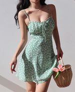 Load image into Gallery viewer, Sage Floral Mini Dress in Green