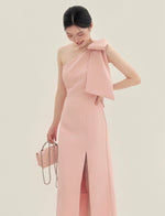 Load image into Gallery viewer, [Ready to Ship] Toga Bow Slit Midi Dress in Pink
