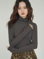 Load image into Gallery viewer, Tencel Line Turtleneck in Grey