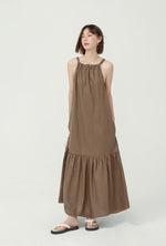 Load image into Gallery viewer, Halter Panel Tent Maxi Dress in Brown