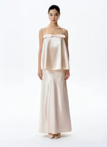 Load image into Gallery viewer, Satin Bow Cami Top// Maxi Skirt Set in Champagne