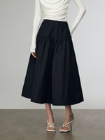 Load image into Gallery viewer, A-Line Panel Midi Skirt in Black