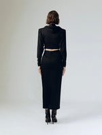 Load image into Gallery viewer, Eclips Cropped Hoodie in Black