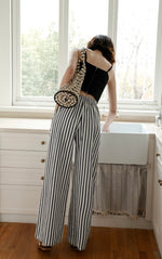 Load image into Gallery viewer, Textured Striped Pocket Pants in Black/White
