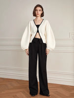 Load image into Gallery viewer, Oversized Puff Sleeve Clasp Cardigan in White