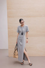 Load image into Gallery viewer, Twist Slit Maxi Dress in Grey