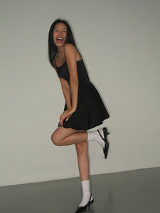 Drop Waist Bubble Cami Mini Dress in Black