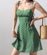 Load image into Gallery viewer, Mallorca Floral Cami Tie Strap Mini Dress in Green